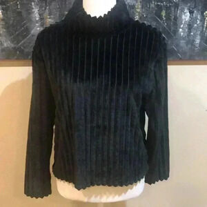 NWT Planet Gold Sweater Black Ribbed Super Soft Mock Neck Plush Pullover-S